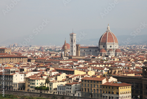 Beautiful scene of the city of Florence, buildings, river, history