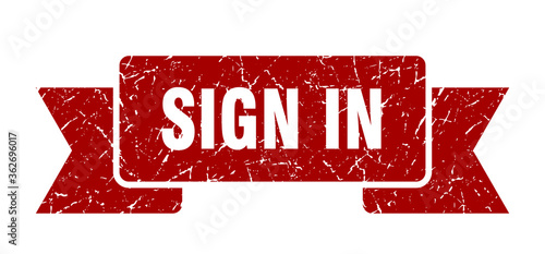 sign in ribbon. sign in grunge band sign. sign in banner