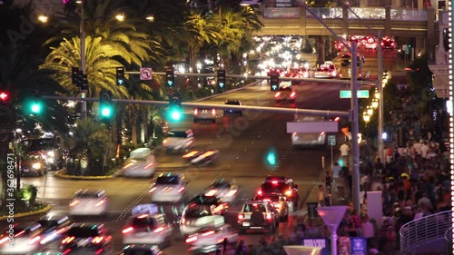 Las Vegas, Nevada -  Time Lapse of the Las Vegas Strip Traffic with Cars and People