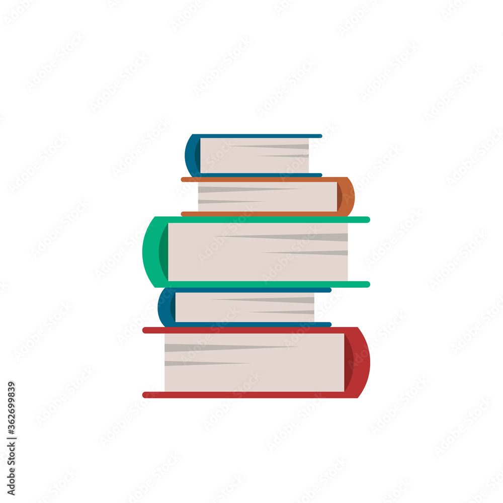 Stack of books isolated on white. Pile of colorful books. Flat cartoon style vector illustration Stack of books isolated on white. Pile of colorful books. Flat cartoon style vector illustration