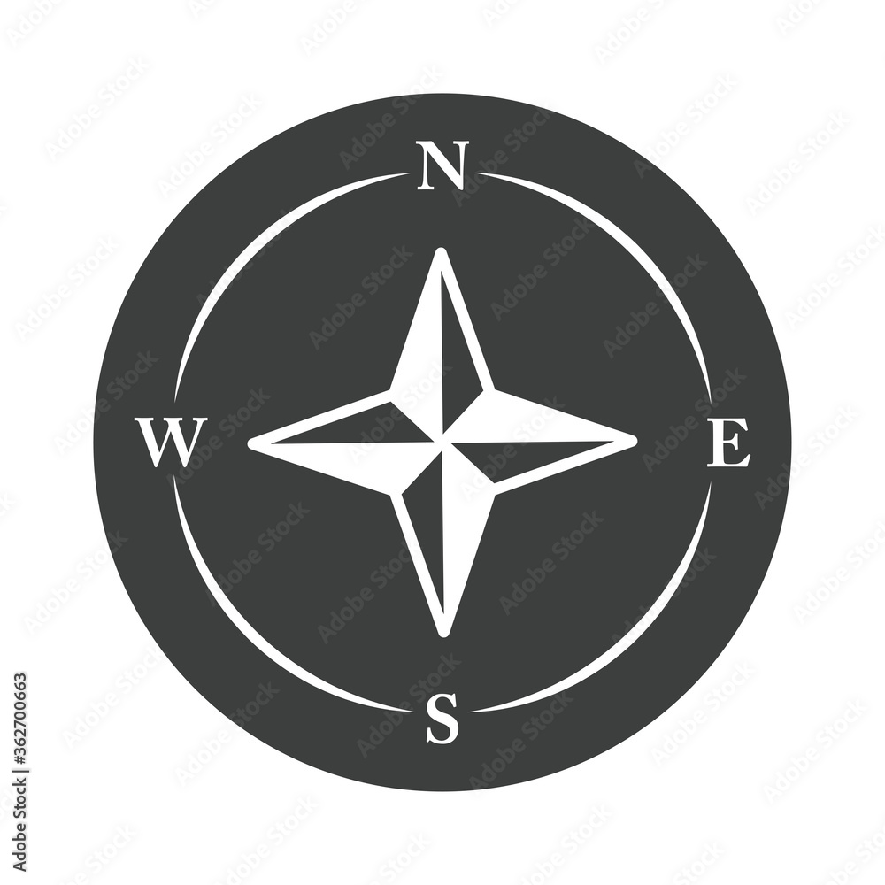 compass rose navigation cartography explore equipment silhouette design icon compass rose navigation cartography explore equipment silhouette design icon
