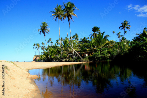 prado, bahia / brazil - julu 18, 2008: view of the beach in the Corumbau region in the municipality of Prado.  photo