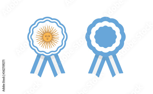 Argentinian cockade ribbons with flag colors. National symbol of Argentina, independence day design.