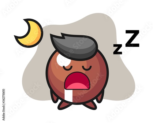 Chocolate ball cartoon sleeping at night