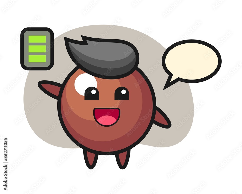 Chocolate ball cartoon with energetic gesture Chocolate ball cartoon with energetic gesture