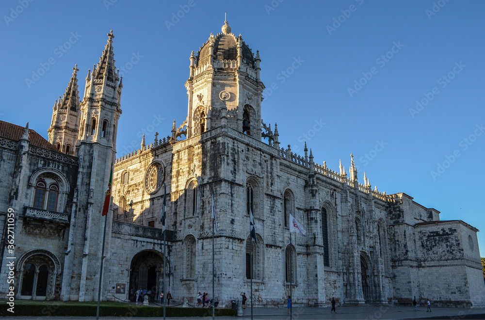 Monastery of Jeronimos (Mosteiro dos Jeronimos), manueline style, in Lisbon, Portugal.