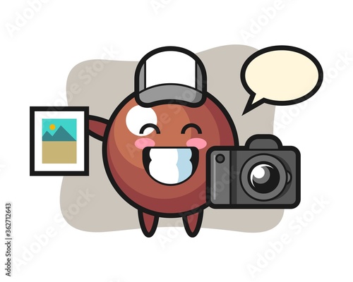 Chocolate ball cartoon as a photographer