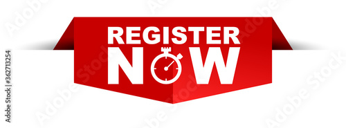 red vector illustration banner register now
