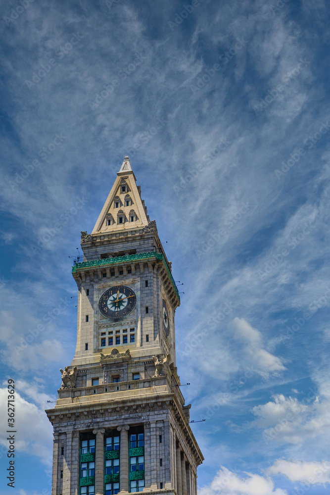 Old Clock Tower in Boston Sky