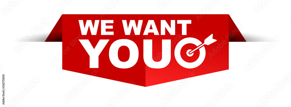 red vector illustration banner we want you red vector illustration banner we want you