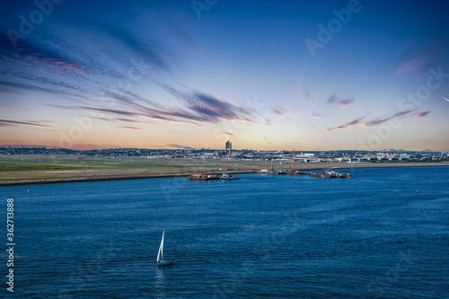 Sailboat by Logan Airport in Boston photo