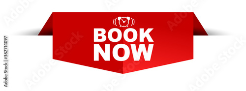 red vector illustration banner book now