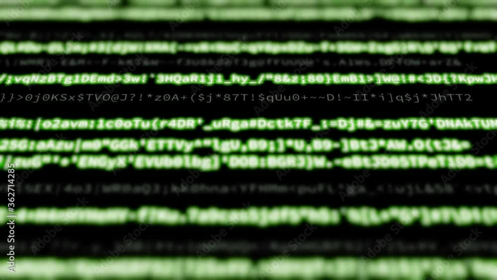 Video Background 2562: Scrolling screen display with numbers, text and computer code (Loop).