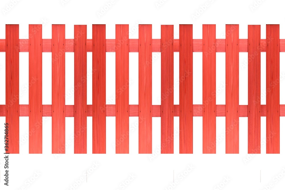 Painted red wooden fence isolated on a white background Painted red wooden fence isolated on a white background