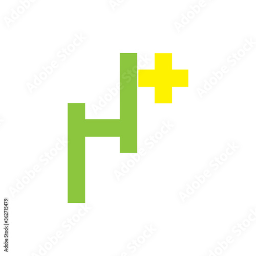 H plus logo design vector