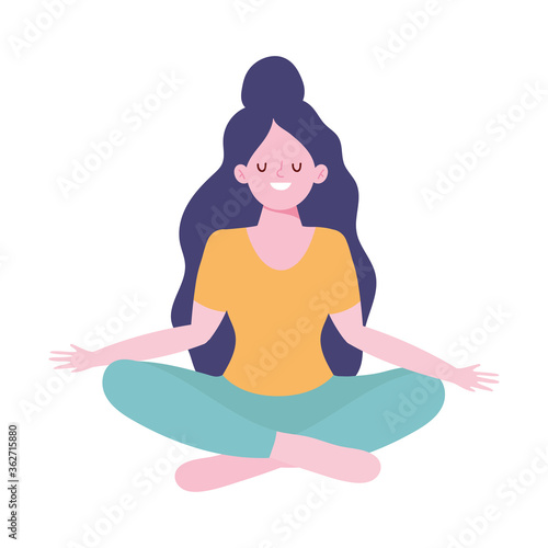 Wallpaper Mural young woman practicing meditation yoga isolated design icon white background Torontodigital.ca