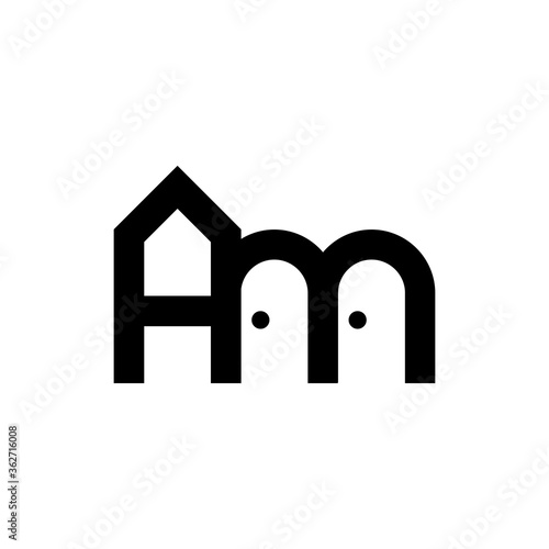 AM letter with Double door logo design vector