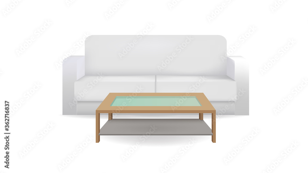 Realistic sofa and table Realistic sofa and table