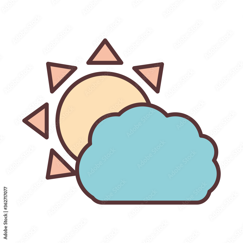 sun and cloud climate summer line and fill icon sun and cloud climate summer line and fill icon