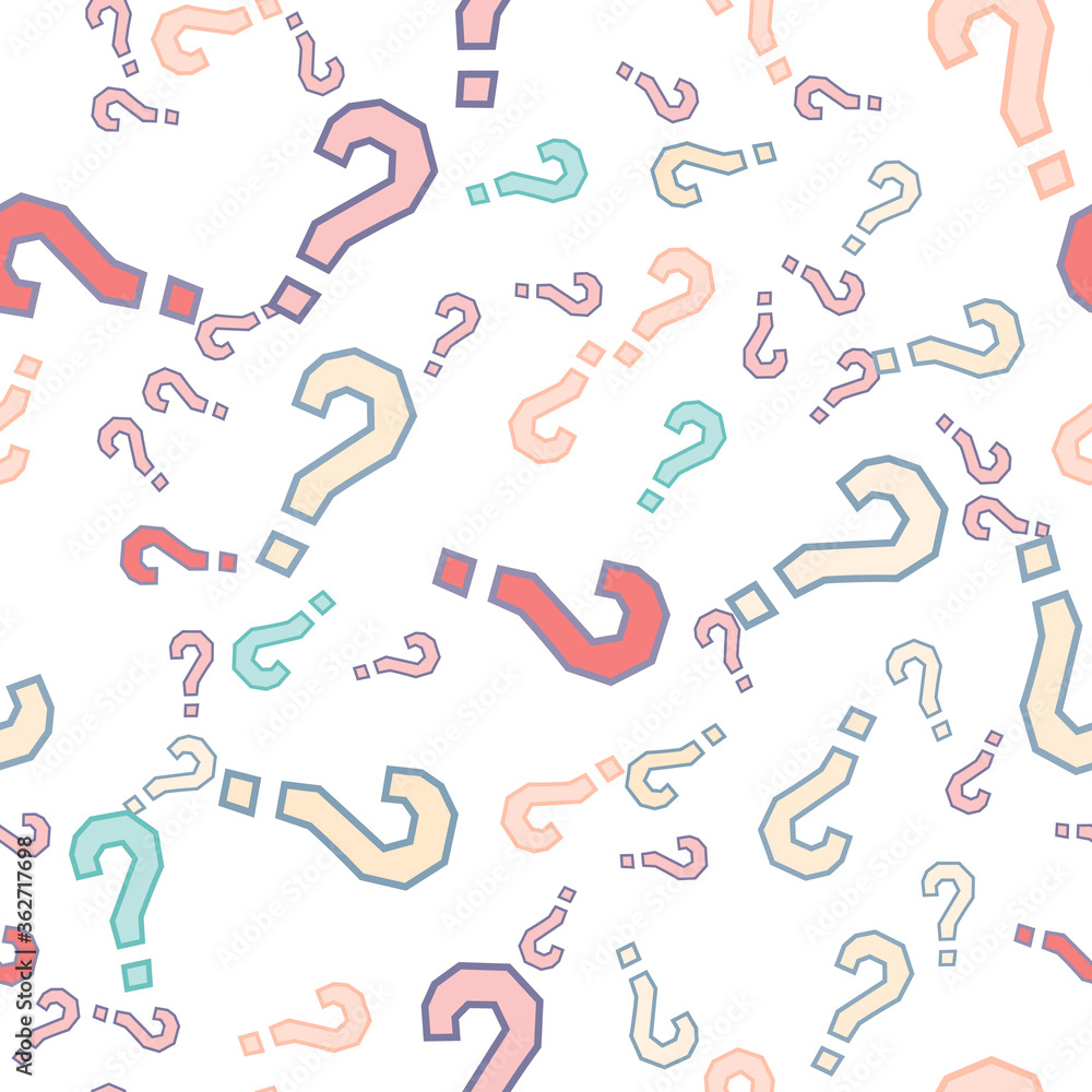 Quiz seamless pattern. Question marks, doubt, faq Quiz seamless pattern. Question marks, doubt, faq