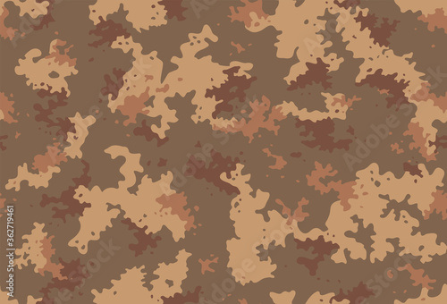Seamless classic camouflage pattern. Camo fishing hunting vector background. Masking yellow brown beige color military texture wallpaper. Army design for fabric print