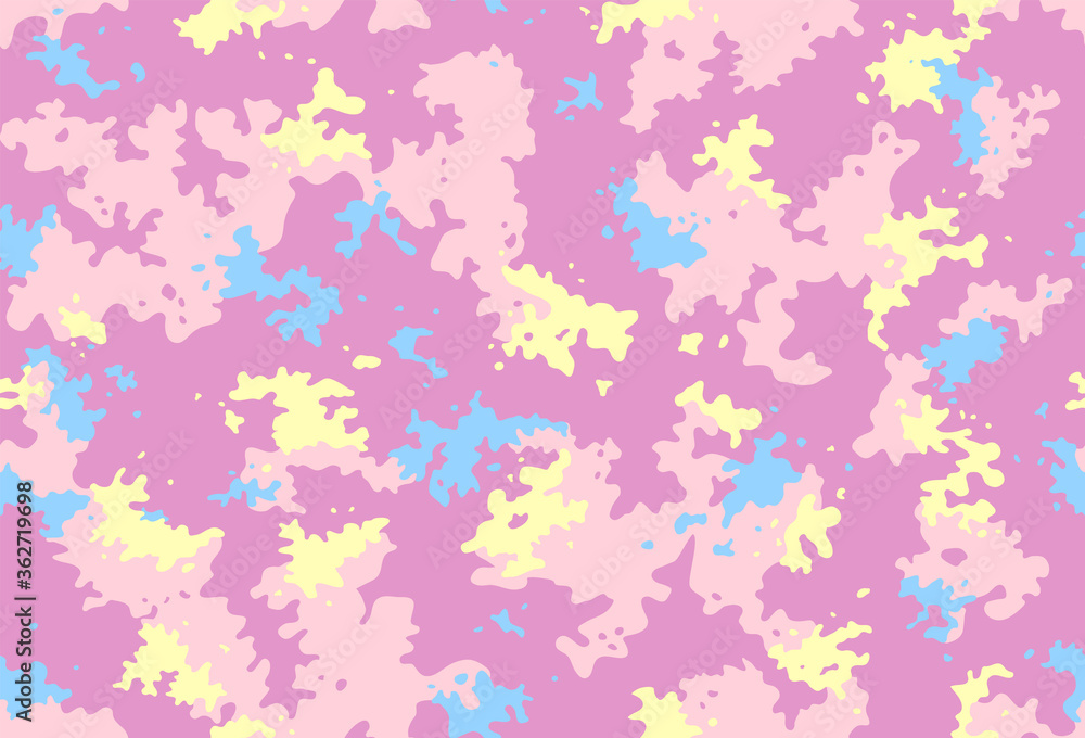 Camouflage seamless pattern in delicate colors for printing on fabrics for children's and sportswear