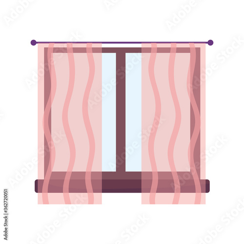 window with curtains decoration interior isolated design icon white background