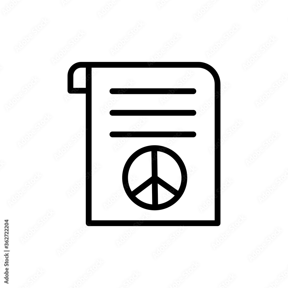 Document, peace icon. Simple line, outline vector elements of flower children icons for ui and ux, website or mobile application Document, peace icon. Simple line, outline vector elements of flower children icons for ui and ux, website or mobile application