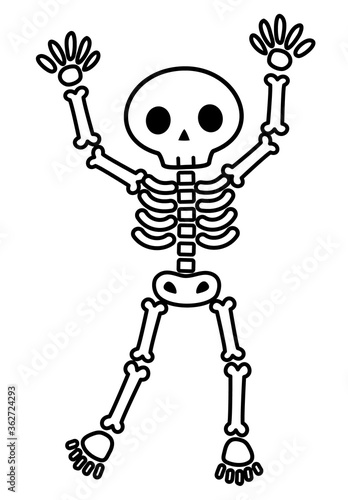 両手を上げて踊るスケルトン