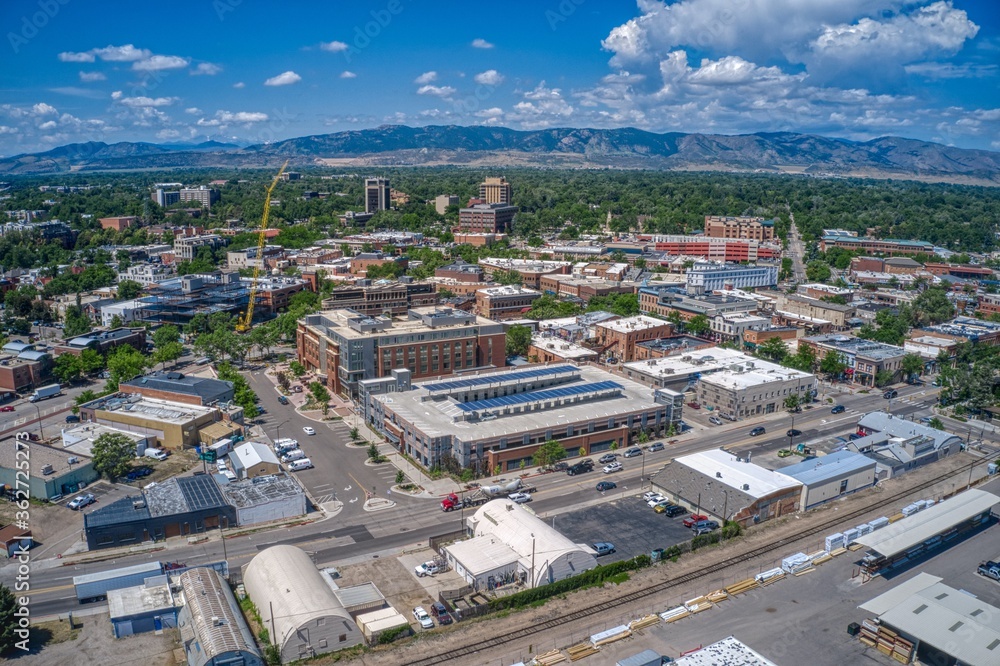 Aerial View of Fort Collins, Colorado during Summer