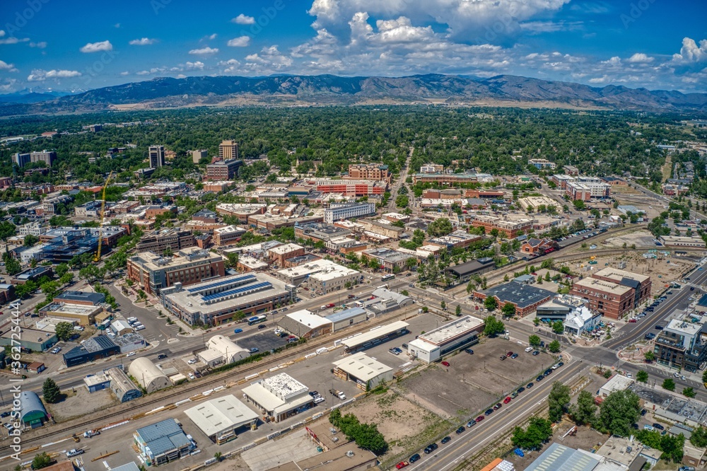 Aerial View of Fort Collins, Colorado during Summer