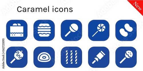 Modern Simple Set of caramel Vector filled Icons