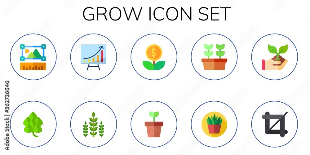 Modern Simple Set of grow Vector flat Icons