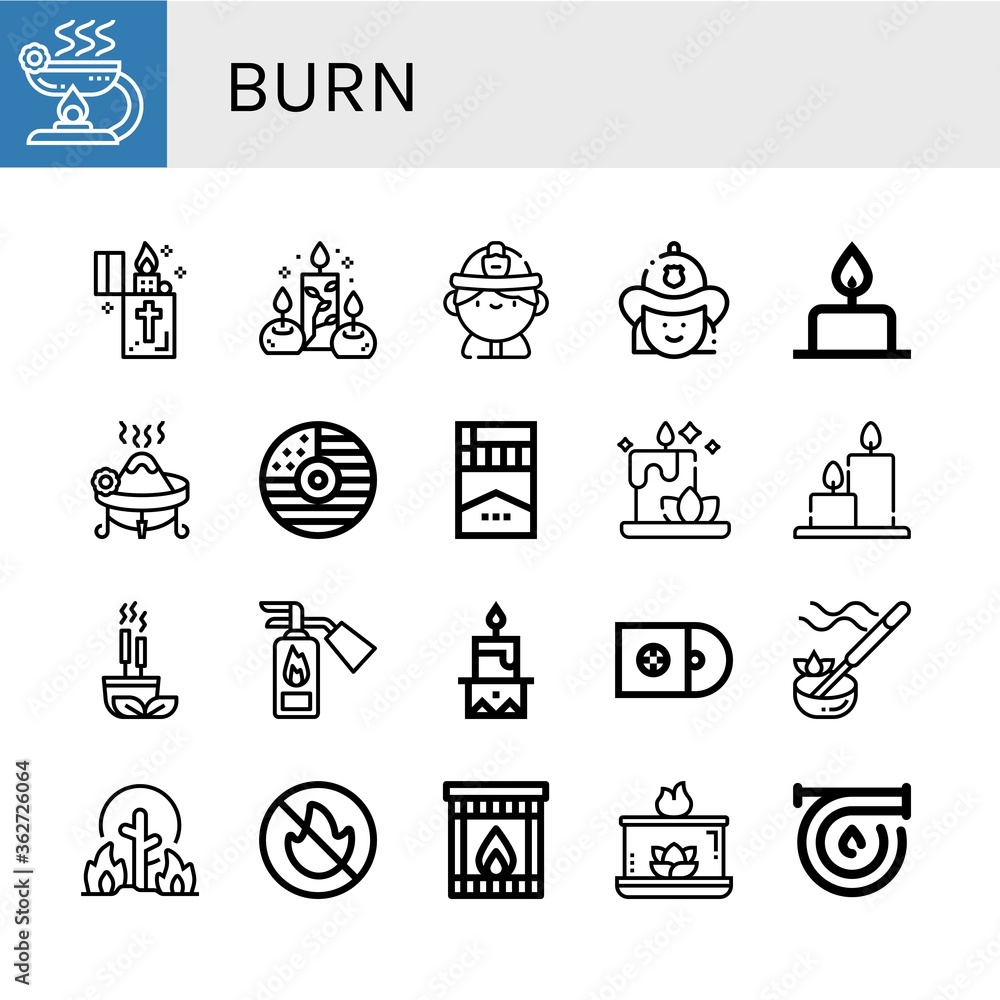 burn simple icons set