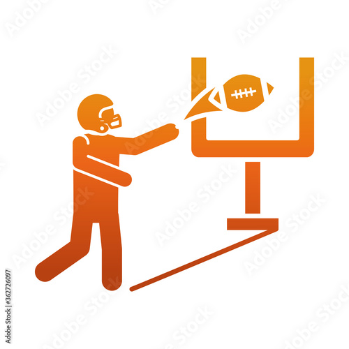 american football player with ball and goal game sport professional and recreational gradient design icon