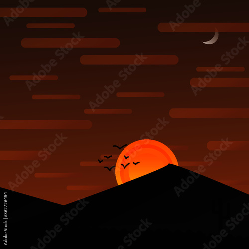 couché de soleil dans le désert