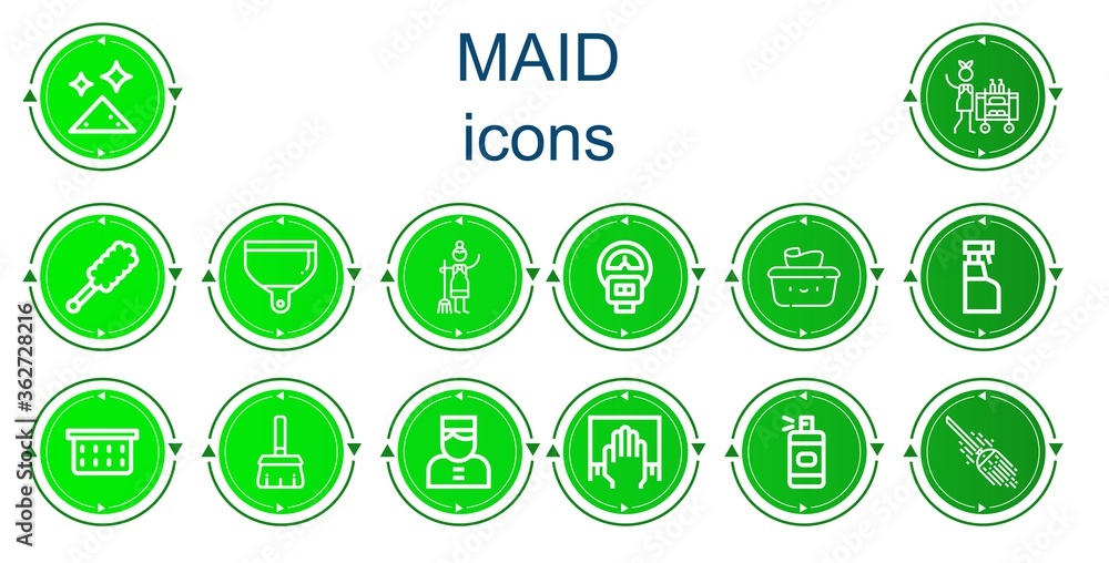 Editable 14 maid icons for web and mobile Editable 14 maid icons for web and mobile