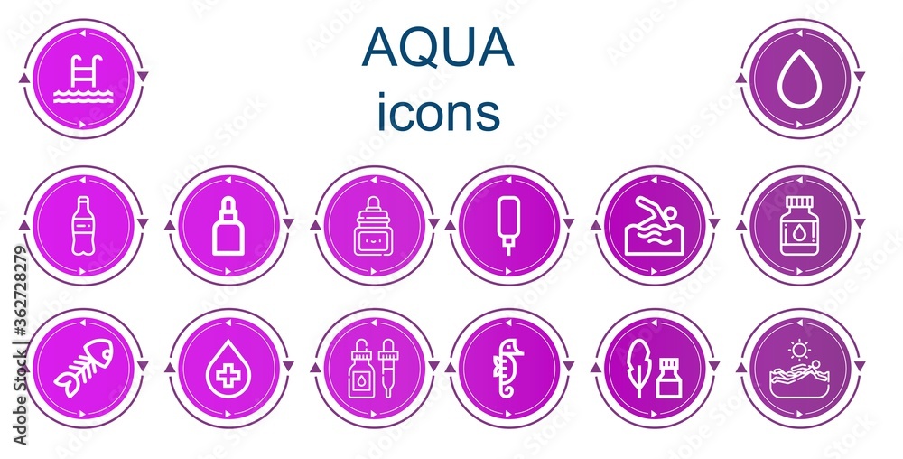 Editable 14 aqua icons for web and mobile Editable 14 aqua icons for web and mobile