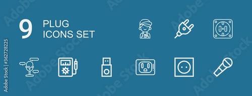 Editable 9 plug icons for web and mobile