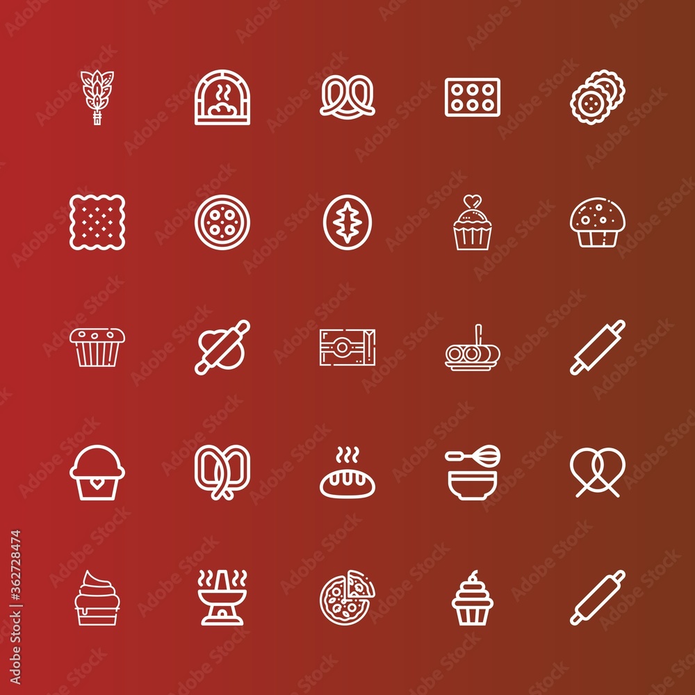 Editable 25 bake icons for web and mobile