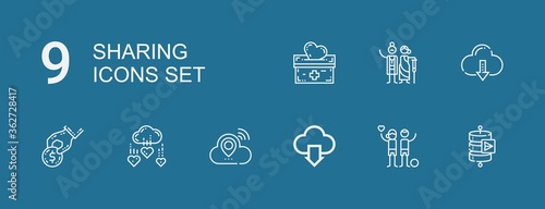 Editable 9 sharing icons for web and mobile