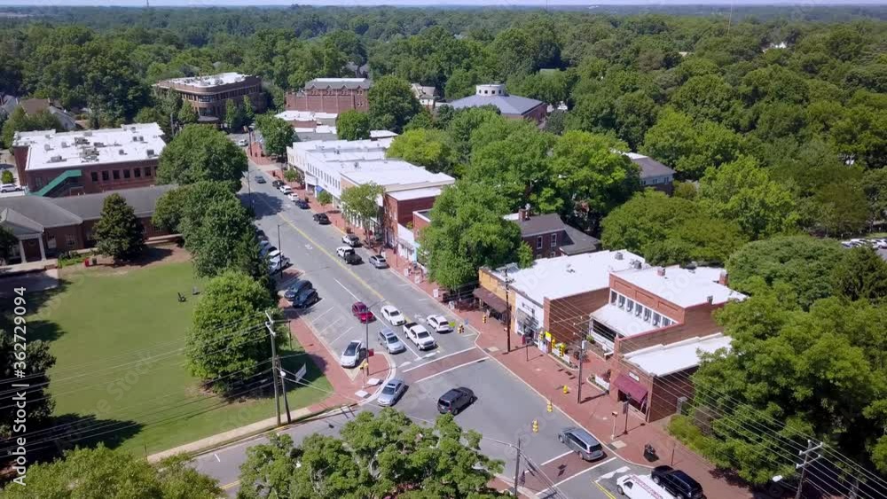 Aerial High Shot over Davidson NC, Davidson North Carolina, Davidson College Aerial High Shot over Davidson NC, Davidson North Carolina, Davidson College