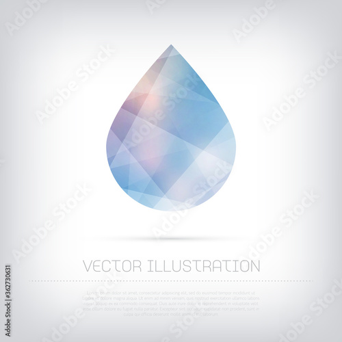 blue drop of water icon, with geometric texture