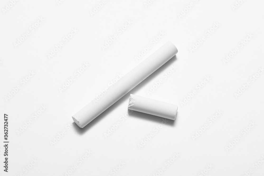 White chalk isolated on a white background White chalk isolated on a white background