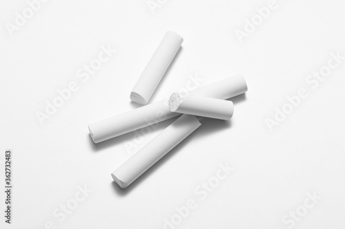 White chalk isolated on a white background