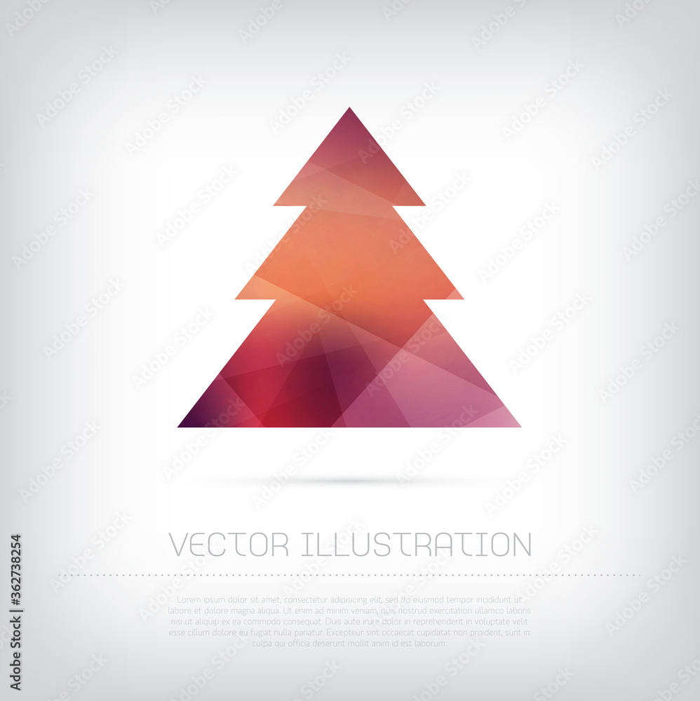vector christmas tree greeting card, icon