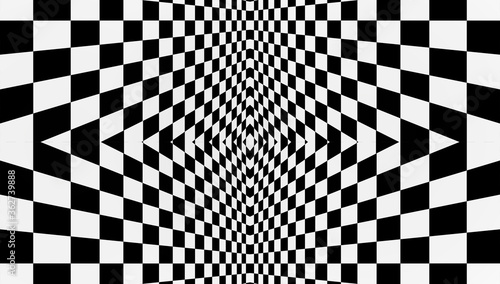 Geometric background with checkered texture - Abstract illusion