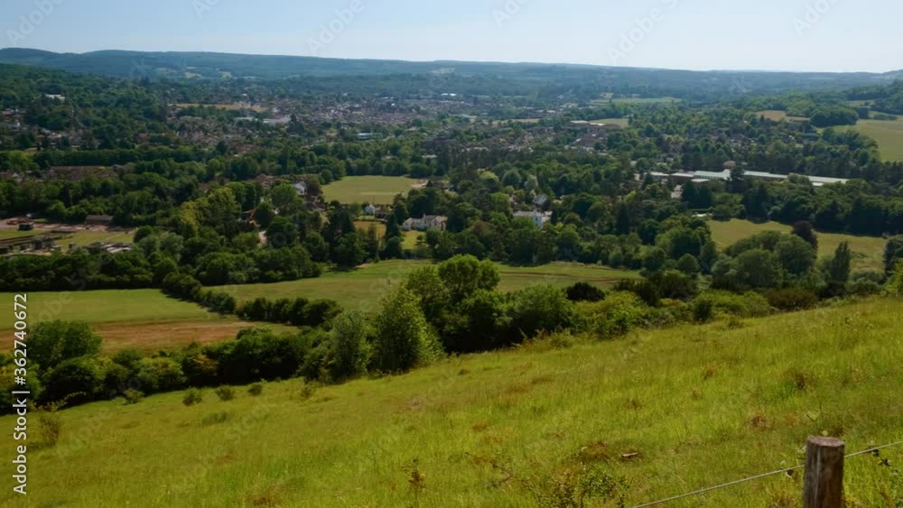 The stunning scenery of Surrey Hills, a 422 km2 Area of Outstanding Natural Beauty, in the county of Surrey, England The stunning scenery of Surrey Hills, a 422 km2 Area of Outstanding Natural Beauty, in the county of Surrey, England