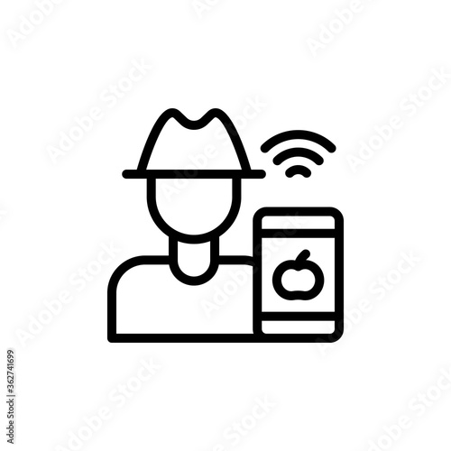 Farmer, smartphone, tomato icon. Simple line, outline vector elements of automated farming icons for ui and ux, website or mobile application