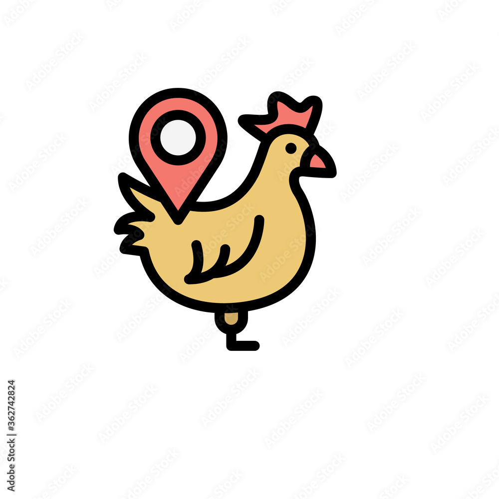 Hen, Gps, location icon. Simple color with outline vector elements of automated farming icons for ui and ux, website or mobile application